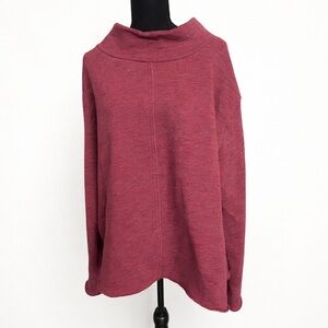 Chalet et Ceci Red Marl Cowl Neck Top XL Made USA Cotton Blend